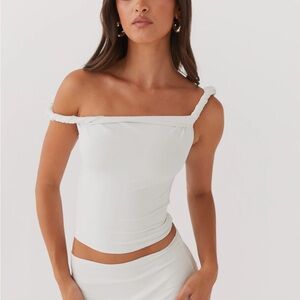 Peppermayo Cream Off-Shoulder Top